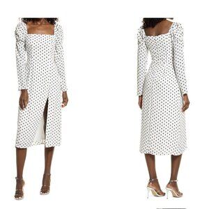 NWT Lulus Charmed and Classy Long Sleeve Polka Dot Dress